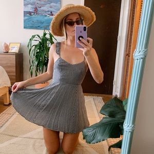 LULUS Black & White Checkered Crossback Mini Dress